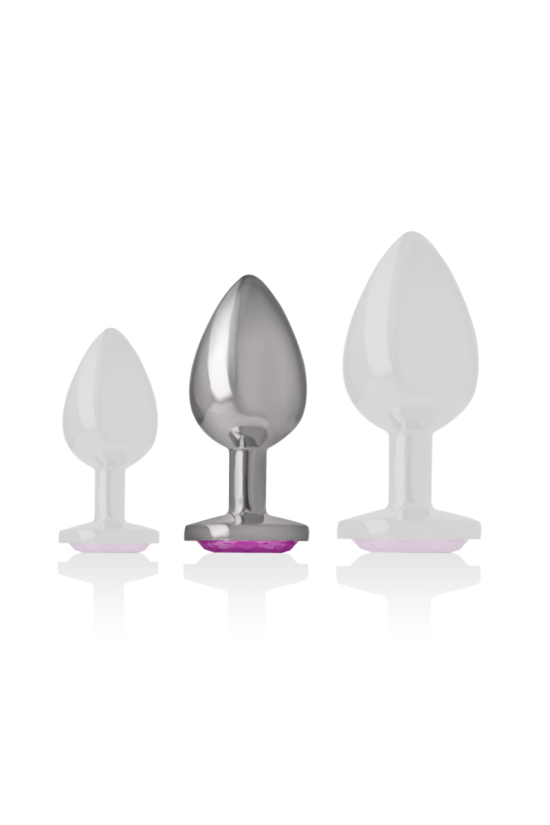 INTENSE - PLUG ANALE IN METALLO ALLUMINIO CON CRISTALLO ROSA TAGLIA M