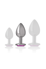INTENSE - PLUG ANALE IN METALLO ALLUMINIO CON CRISTALLO ROSA TAGLIA M