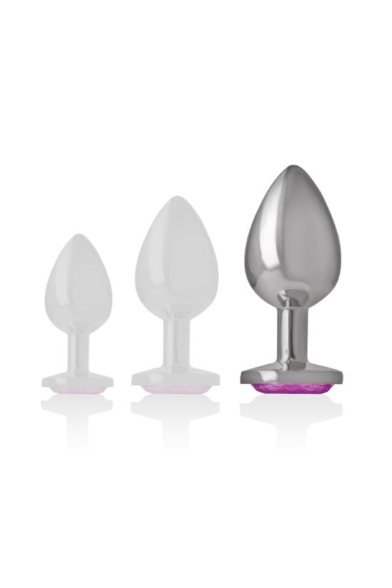 INTENSE - PLUG ANALE IN METALLO ALLUMINIO CON CRISTALLO ROSA MISURA L