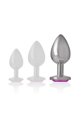 INTENSE - PLUG ANALE IN METALLO ALLUMINIO CON CRISTALLO ROSA MISURA L