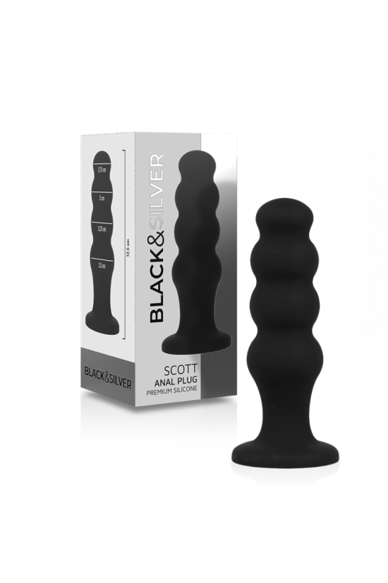 BLACK&SILVER - PLUG ANALE IN SILICONE SCOTT PREMIUM NERO