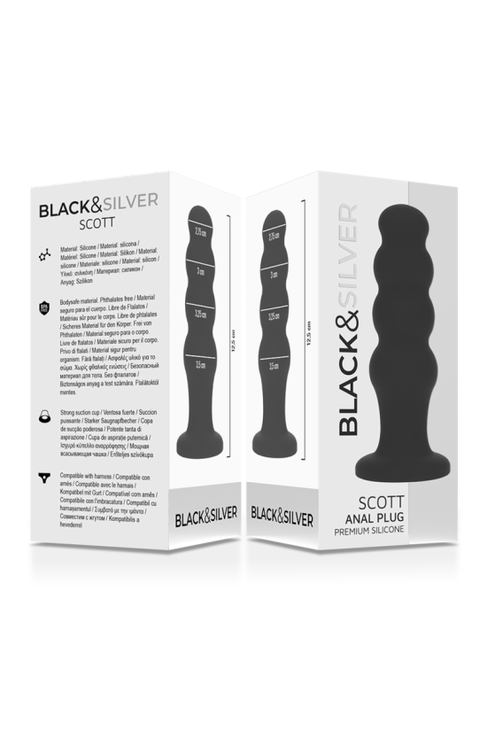 BLACK&SILVER - PLUG ANALE IN SILICONE SCOTT PREMIUM NERO