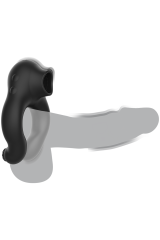 BLACK&SILVER - ANELLO VIBRATORE IN SILICONE 3 MOTORI RICARICABILE NERO