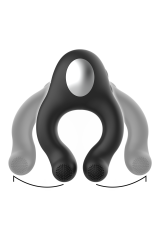 BLACK&SILVER - ANELLO VIBRATORE IN SILICONE 3 MOTORI RICARICABILE NERO