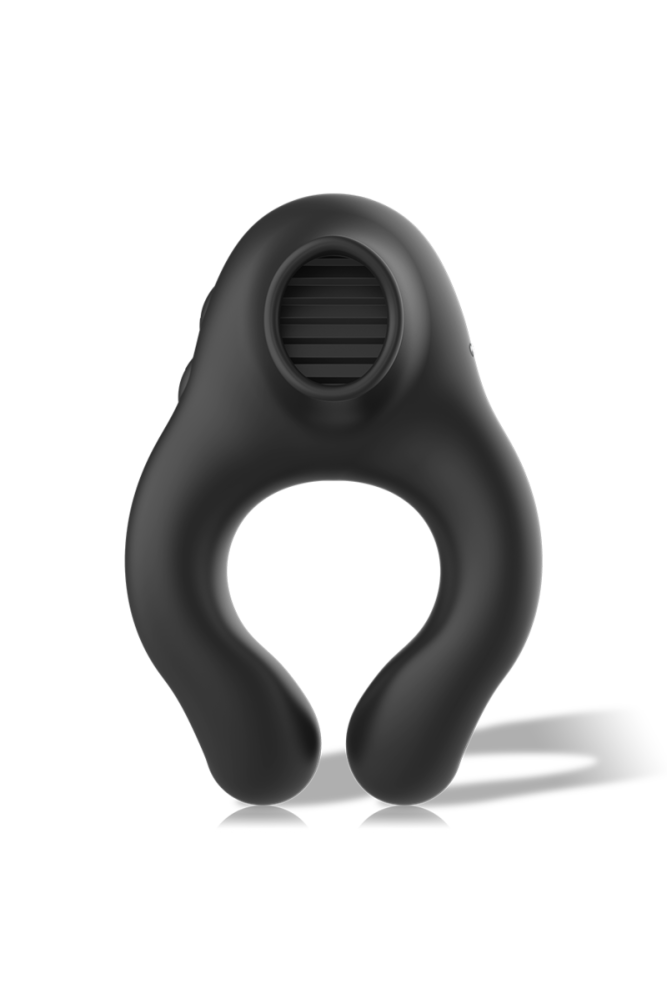 BLACK&SILVER - ANELLO VIBRATORE IN SILICONE 3 MOTORI RICARICABILE NERO