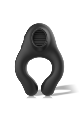 BLACK&SILVER - ANELLO VIBRATORE IN SILICONE 3 MOTORI RICARICABILE NERO