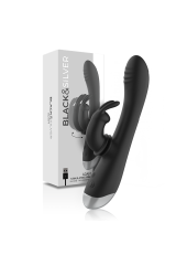 BLACK&SILVER - DJ. STIMOLATORE CONIGLIO IN SILICONE RICARICABILE ADAM NERO
