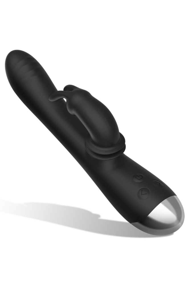 BLACK&SILVER - DJ. STIMOLATORE CONIGLIO IN SILICONE RICARICABILE ADAM NERO