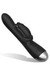 BLACK&SILVER - DJ. STIMOLATORE CONIGLIO IN SILICONE RICARICABILE ADAM NERO