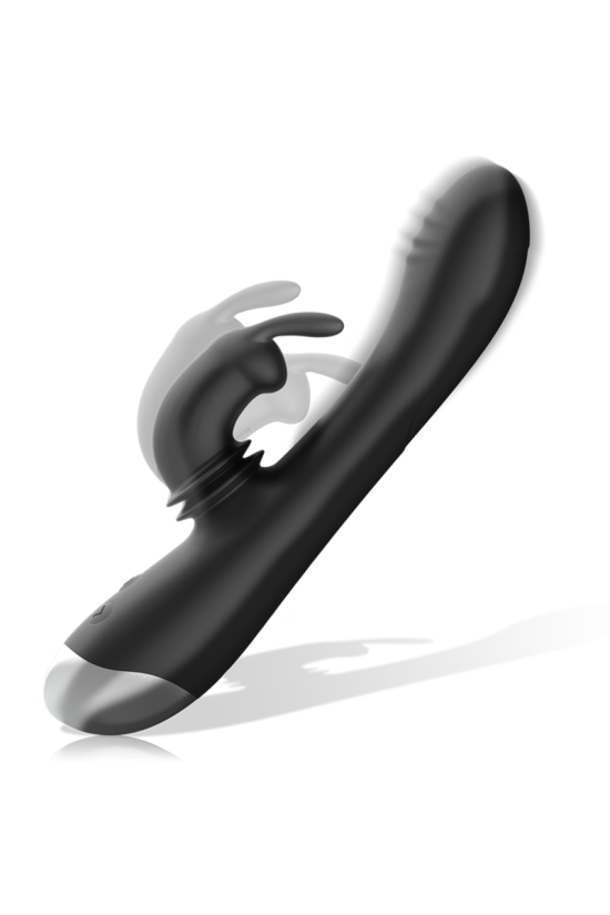 BLACK&SILVER - DJ. STIMOLATORE CONIGLIO IN SILICONE RICARICABILE ADAM NERO