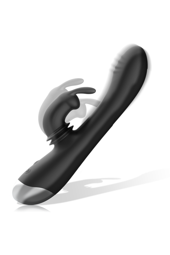 BLACK&SILVER - DJ. STIMOLATORE CONIGLIO IN SILICONE RICARICABILE ADAM NERO