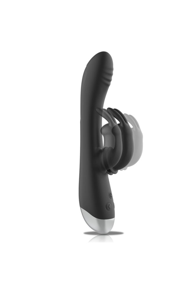 BLACK&SILVER - DJ. STIMOLATORE CONIGLIO IN SILICONE RICARICABILE ADAM NERO