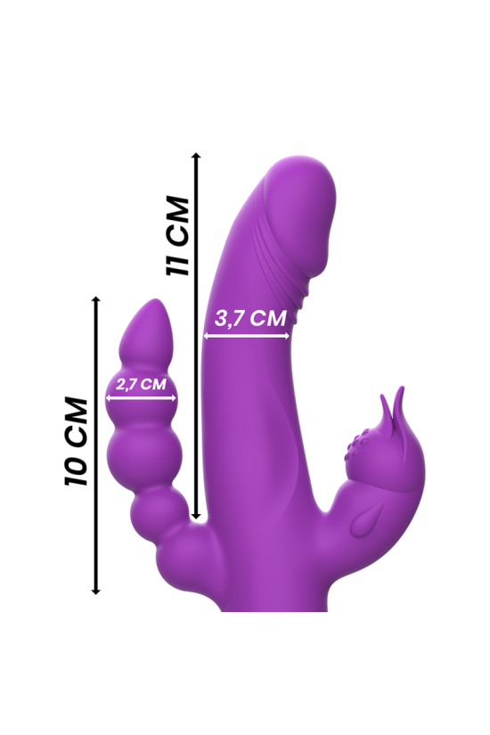 INTENSE - VIBRATORE IN SILICONE CASANOVA RABBIT TRIPLO MOTORE VIOLA