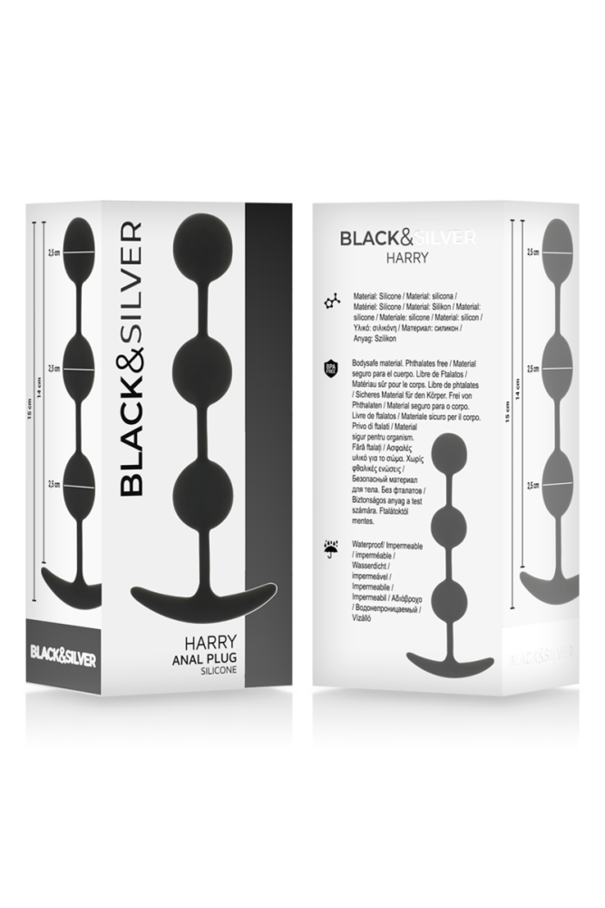 BLACK&SILVER - ROSARIO ANALE HARRY 3 SFERE IN SILICONE 14 CM