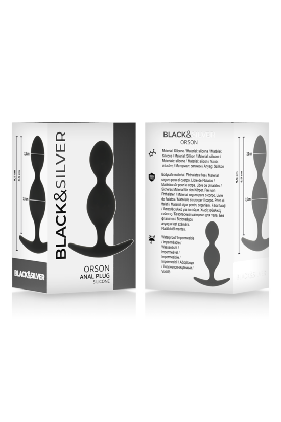 BLACK&SILVER - ORSON PLUG IN SILICONE 2 ONDE ANAL 9 CM