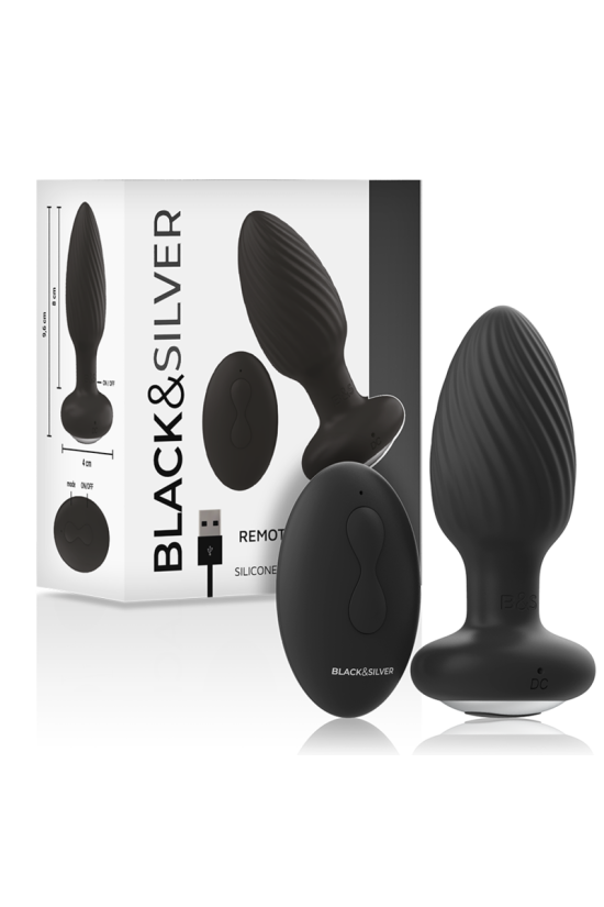 BLACK&SILVER - TELECOMANDO ROTATORE ANALE IN SILICONE CON TAPPO POZZETTI