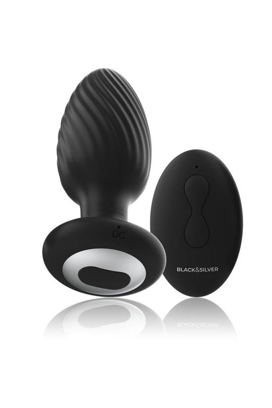 BLACK&SILVER - TELECOMANDO ROTATORE ANALE IN SILICONE CON TAPPO POZZETTI