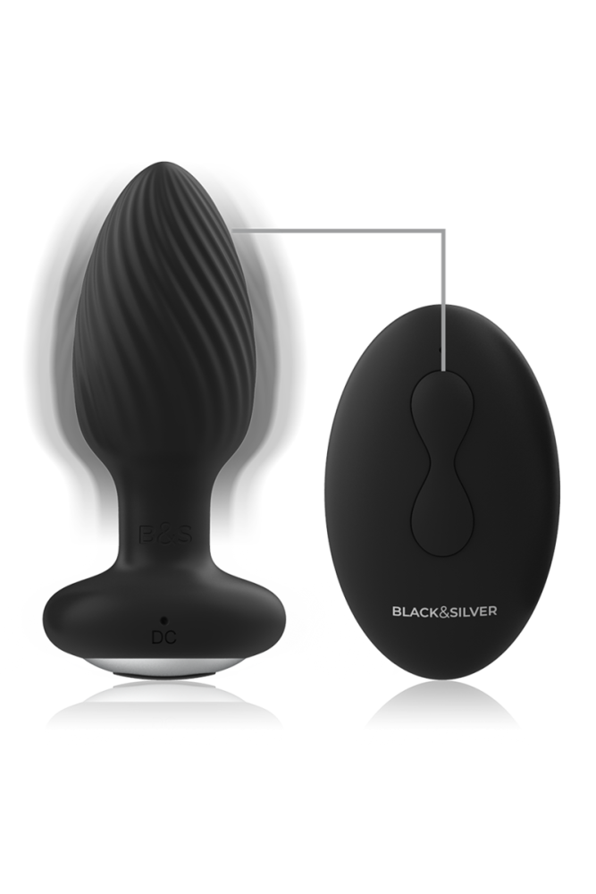 BLACK&SILVER - TELECOMANDO ROTATORE ANALE IN SILICONE CON TAPPO POZZETTI