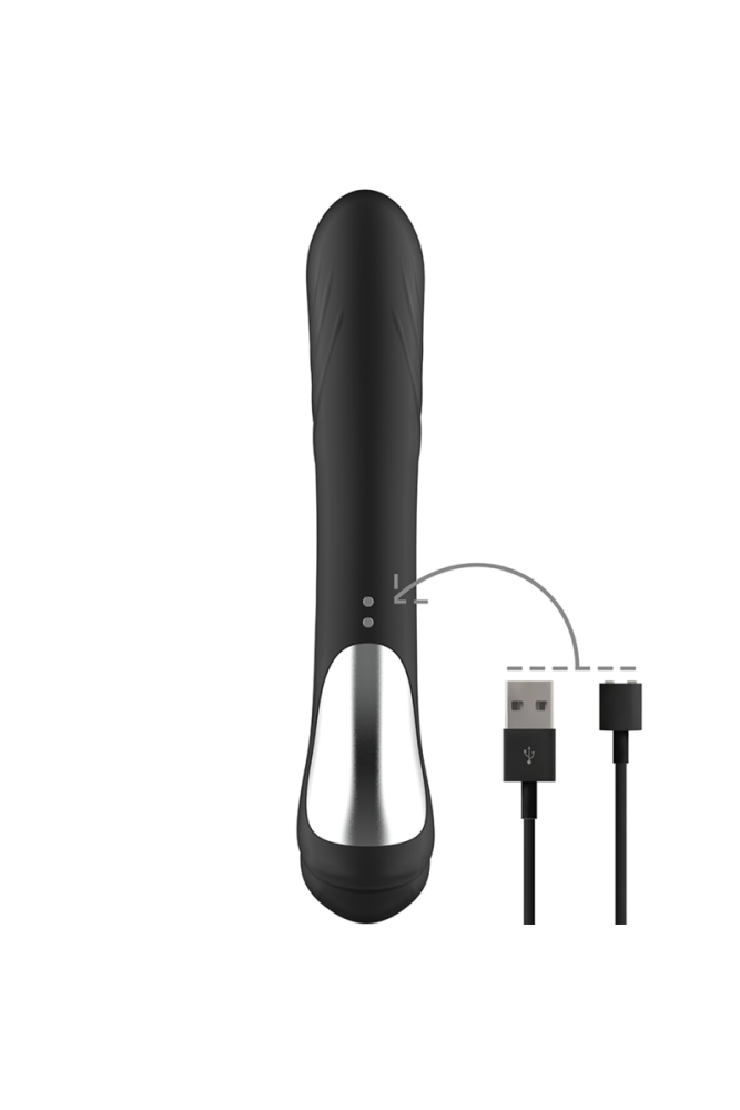 BLACK&SILVER - STIMOLATORE CONIGLIO IN SILICONE RICARICABILE JAMIE NERO