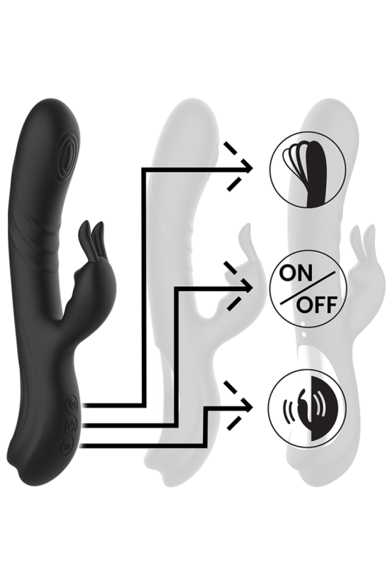 BLACK&SILVER - STIMOLATORE CONIGLIO IN SILICONE RICARICABILE JAMIE NERO