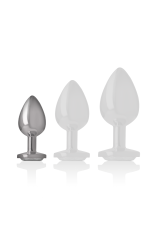 INTENSE - PLUG ANALE IN METALLO ALLUMINIO CON CUORE BIANCO TAGLIA S