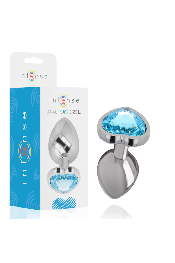 INTENSE - PLUG ANALE IN METALLO ALLUMINIO CUORE BLU TAGLIA L