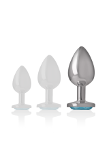 INTENSE - PLUG ANALE IN METALLO ALLUMINIO CUORE BLU TAGLIA L