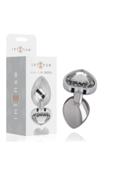 INTENSE - PLUG ANALE METALLO ALLUMINIO BIANCO CUORE TAGLIA L