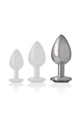 INTENSE - PLUG ANALE METALLO ALLUMINIO BIANCO CUORE TAGLIA L