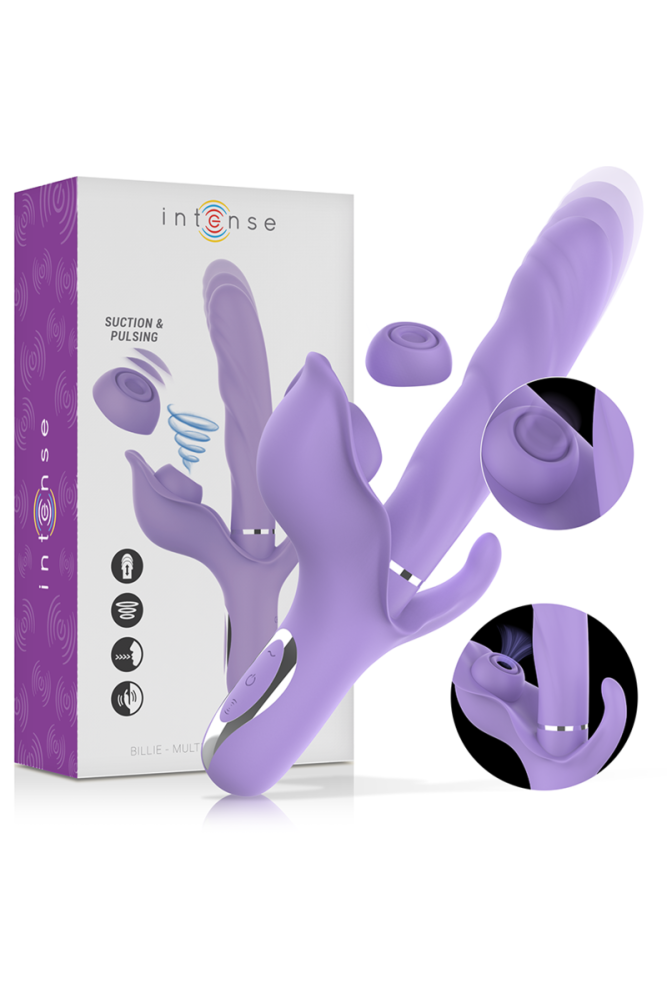 INTENSE - BILLIE VIBRATORE MULTIFUNZIONALE RICARICABILE A SUCCHIO CON PULSANTE VIOLA