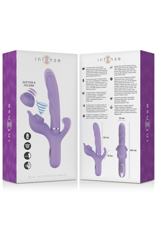 INTENSE - BILLIE VIBRATORE MULTIFUNZIONALE RICARICABILE A SUCCHIO CON PULSANTE VIOLA