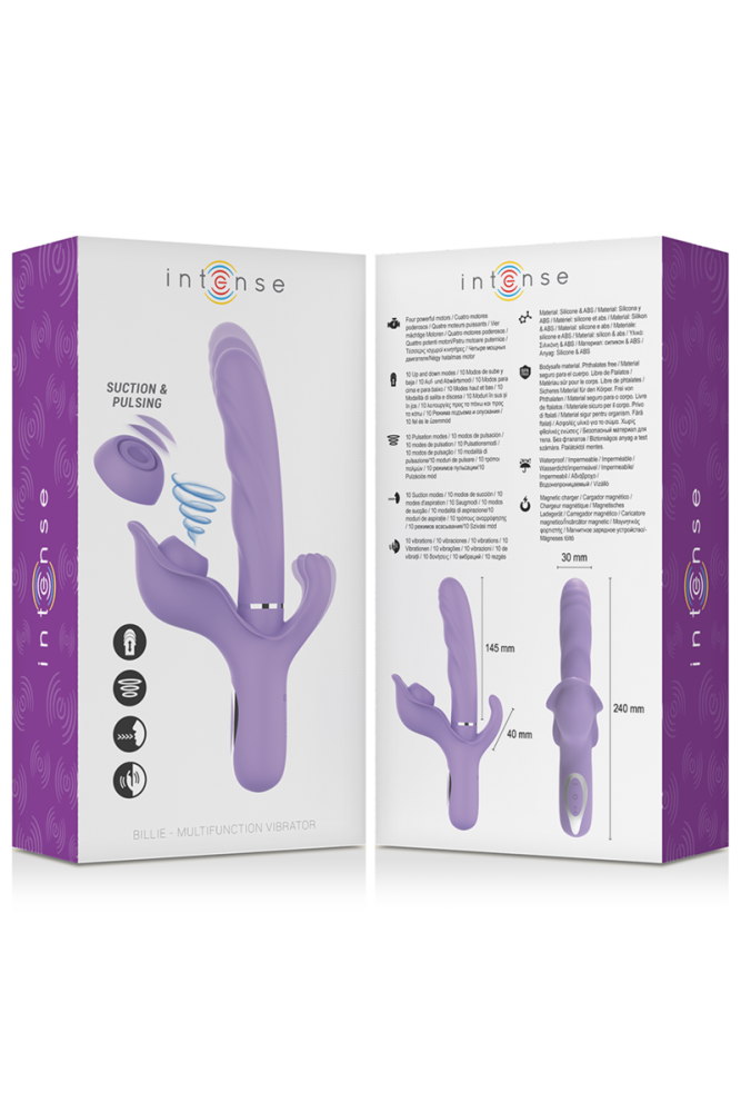 INTENSE - BILLIE VIBRATORE MULTIFUNZIONALE RICARICABILE A SUCCHIO CON PULSANTE VIOLA