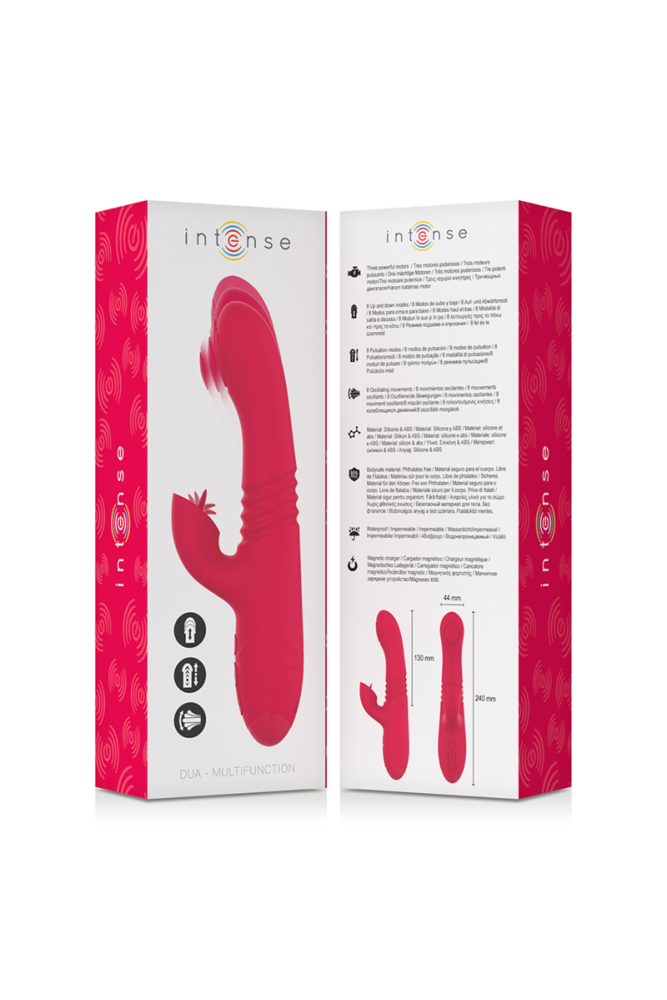 INTENSE - VIBRATORE MULTIFUNZIONE RICARICABILE UP & DOWN DUA CON LINGUA ROSSA