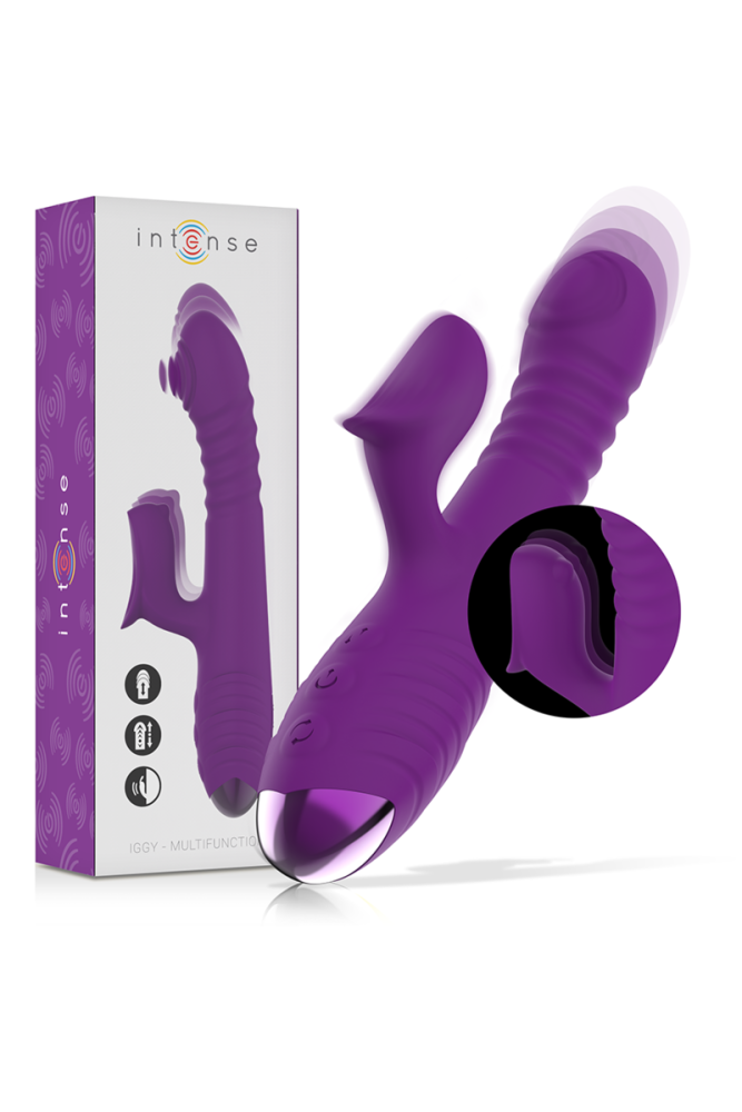 INTENSE - VIBRATORE MULTIFUNZIONE RICARICABILE IGGY UP & DOWN CON STIMOLATORE CLITORALE VIOLA