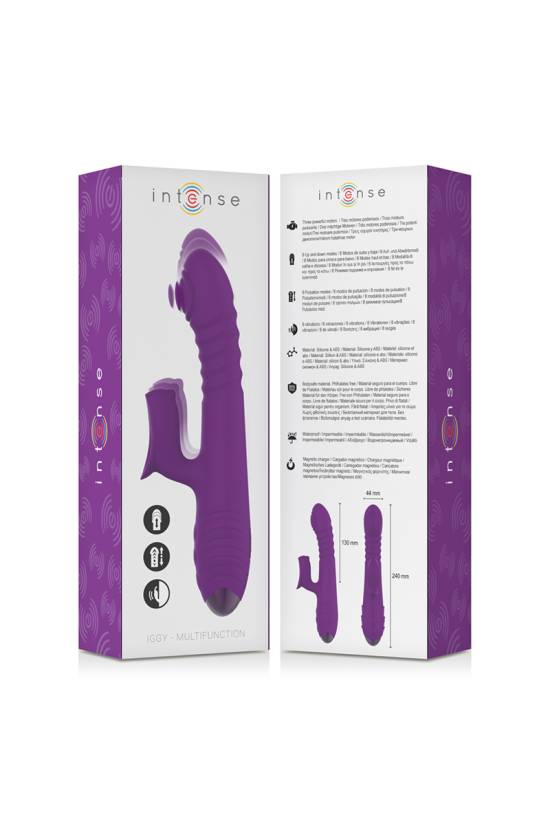 INTENSE - VIBRATORE MULTIFUNZIONE RICARICABILE IGGY UP & DOWN CON STIMOLATORE CLITORALE VIOLA