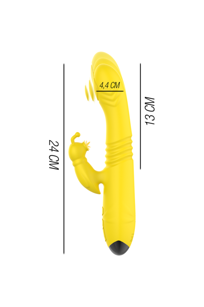 INTENSE - VIBRATORE MULTIFUNZIONE TOKY UP & DOWN CON STIMOLATORE CLITORALE GIALLO