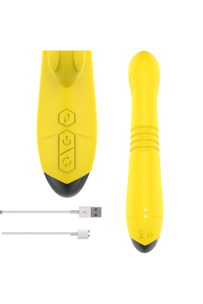 INTENSE - VIBRATORE MULTIFUNZIONE TOKY UP & DOWN CON STIMOLATORE CLITORALE GIALLO