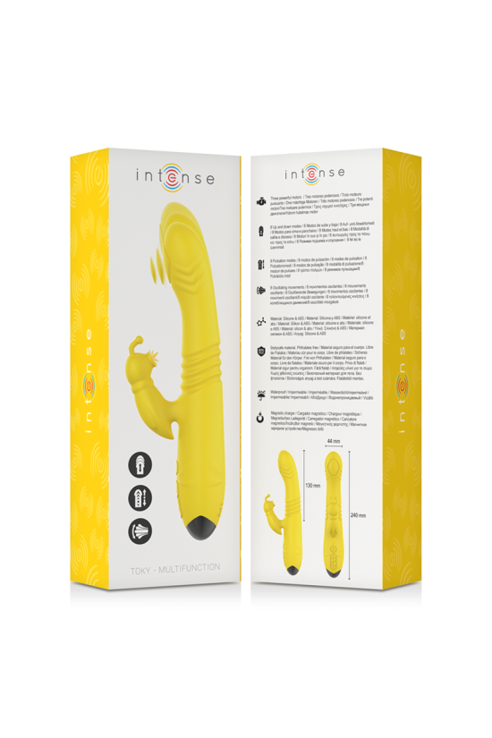 INTENSE - VIBRATORE MULTIFUNZIONE TOKY UP & DOWN CON STIMOLATORE CLITORALE GIALLO