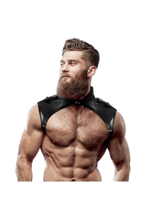 FETISH SUBMISSIVE ATTITUDE - IMBRACATURA PER IL COLLO IN ECOPELLE REGOLABILE DA UOMO BRIGADE