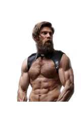 FETISH SUBMISSIVE ATTITUDE - IMBRACATURA PER IL COLLO IN ECOPELLE REGOLABILE DA UOMO BRIGADE