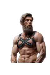 FETISH SUBMISSIVE ATTITUDE - IMBRACATURA BULLDOG IN NEOPRENE REGOLABILE CON CERNIERE PER UOMINI