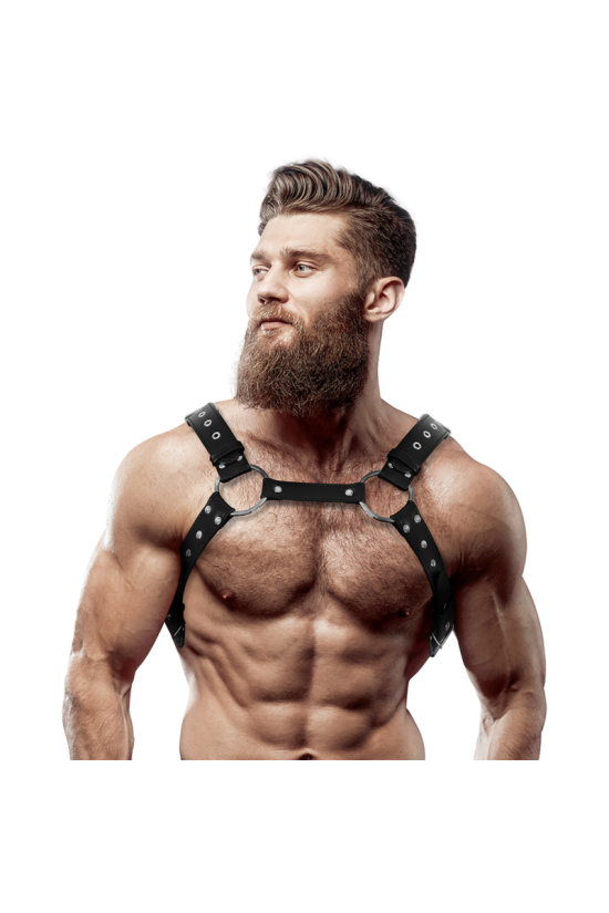 FETISH SUBMISSIVE ATTITUDINE - IMBRACATURA PER IL PETTO IN ECOPELLE DA UOMO CON BORCHIE