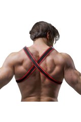 FETISH SUBMISSIVE ATTITUDINE - IMBRACATURA PER BULLDOG IN ECOPELLE DA UOMO NERA/ROSSA