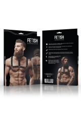 FETISH SUBMISSIVE ATTITUDINE - IMBRACATURA REGOLABILE IN ECOPELLE CON COLLANA PER UOMO