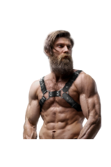 FETISH SUBMISSIVE ATTITUDINE - IMBRACATURA PER BULLDOG IN ECOPELLE REGOLABILE DA UOMO