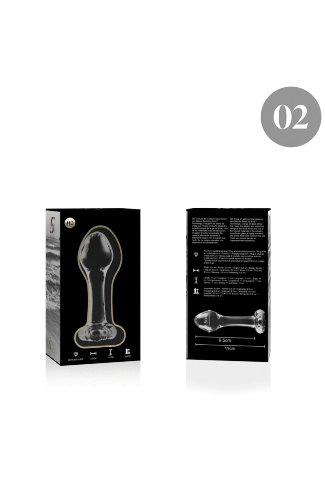 NEBULA SERIES BY IBIZA - MODELLO 2 PLUG ANALE VETRO BOROSILICATO TRASPARENTE 11 CM -O- 3.5 CM