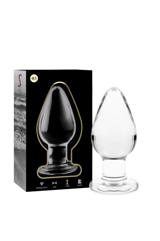 NEBULA SERIES BY IBIZA - MODELLO 3 PLUG ANALE VETRO BOROSILICATO TRASPARENTE 11 CM -O- 5 CM