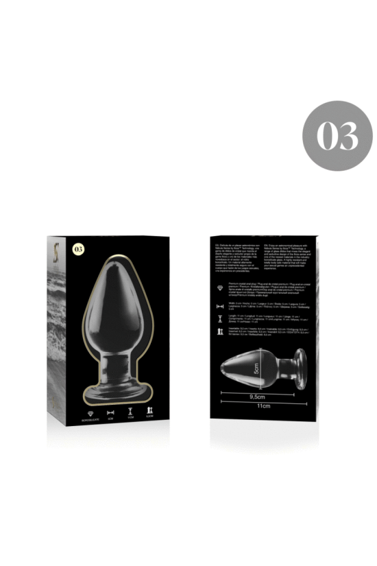 NEBULA SERIES BY IBIZA - MODELLO 3 PLUG ANALE VETRO BOROSILICATO TRASPARENTE 11 CM -O- 5 CM