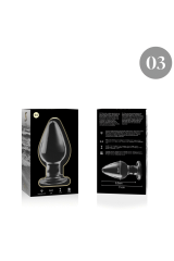 NEBULA SERIES BY IBIZA - MODELLO 3 PLUG ANALE VETRO BOROSILICATO TRASPARENTE 11 CM -O- 5 CM