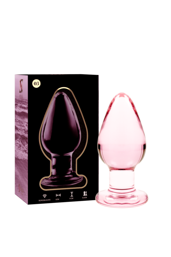 NEBULA SERIES BY IBIZA - MODELLO 3 PLUG ANALE VETRO BOROSILICATO ROSA 11 CM -O- 5 CM